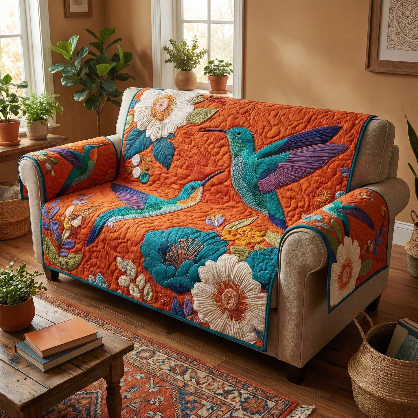 Floral Garden Quilted Sofa Cover GFTOQM3237