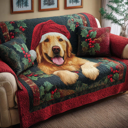 Santa Retriever Quilted Sofa Cover GFTOQM326