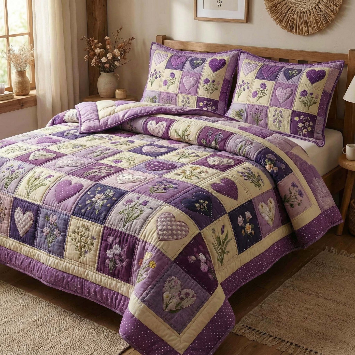 Blossom Grace 3-Piece Quilted Bedding Set GFTOQM3277