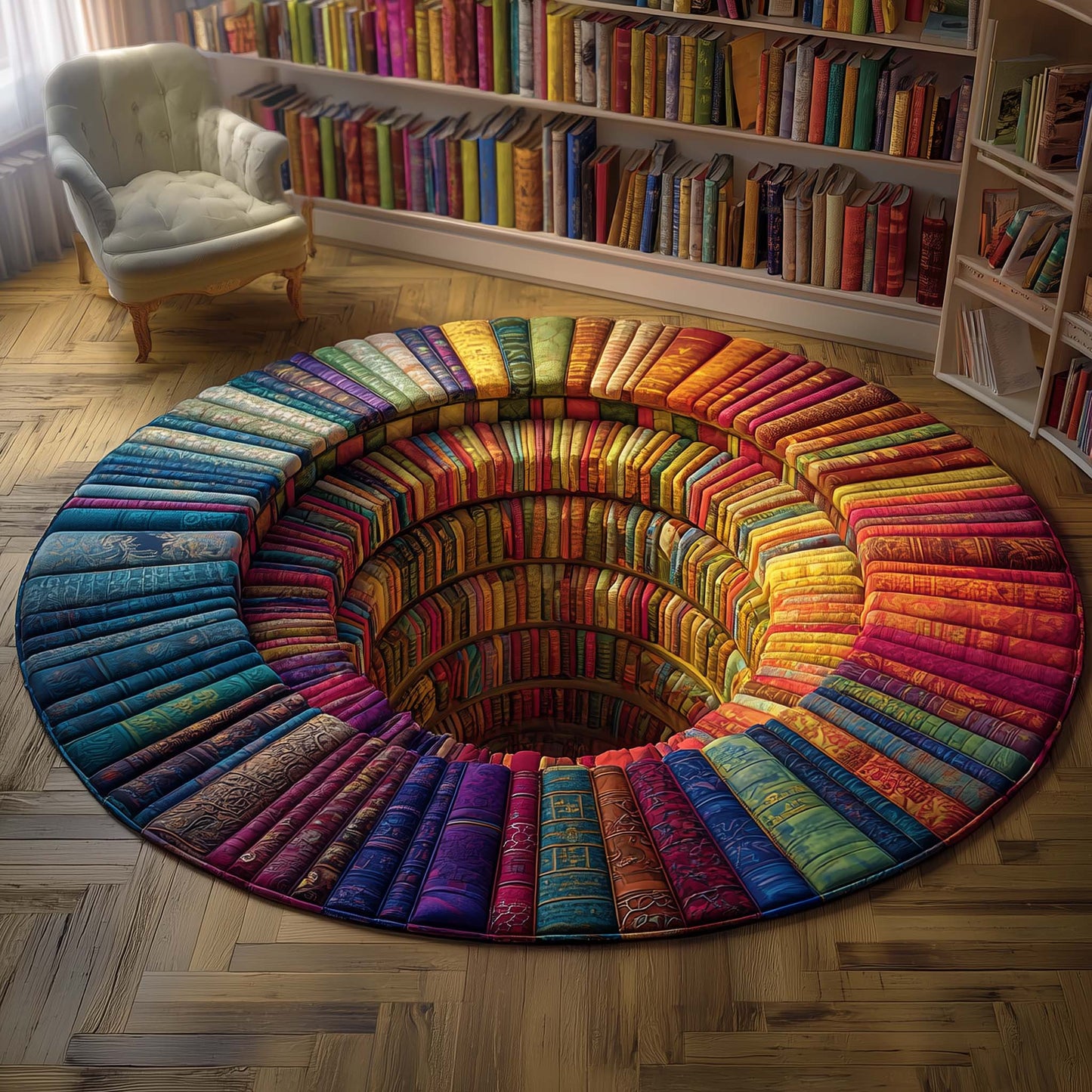 Rainbow Library Quilted Round Mat GFTOQM3303