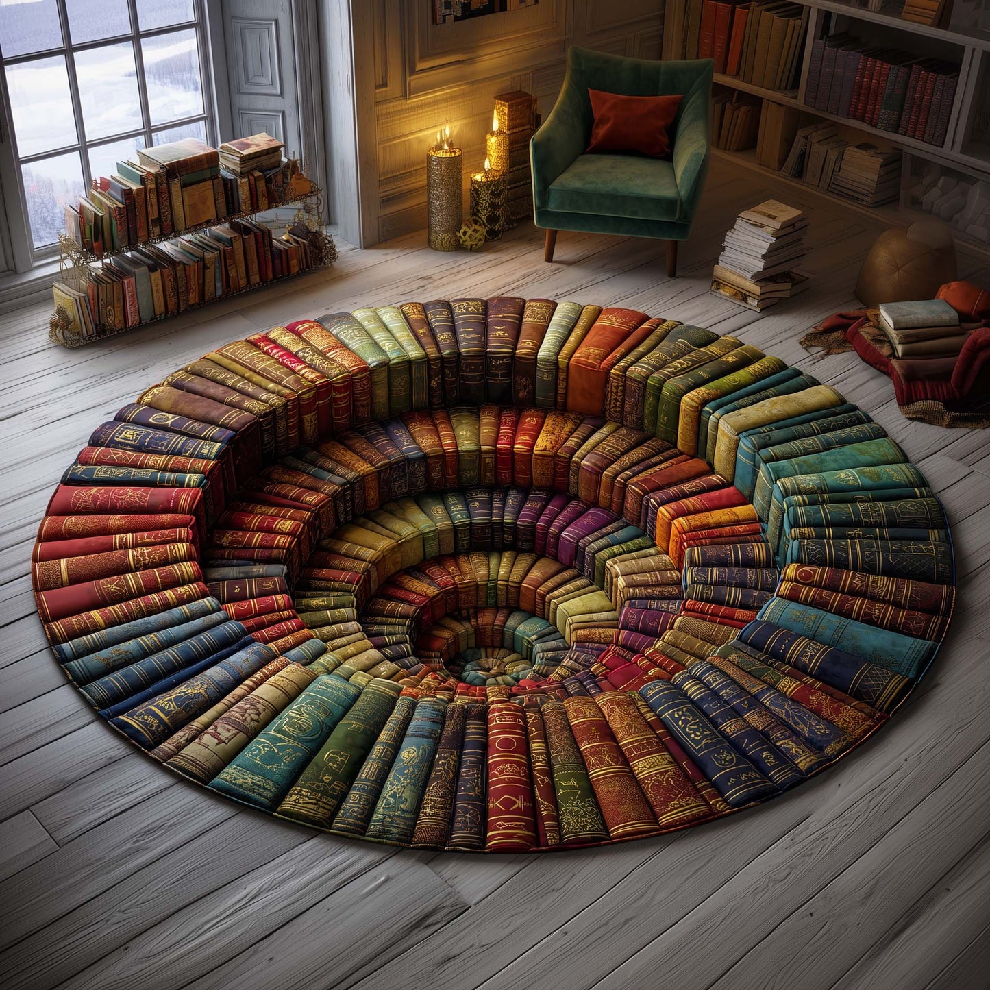 Vintage Library Quilted Round Mat GFTOQM3304