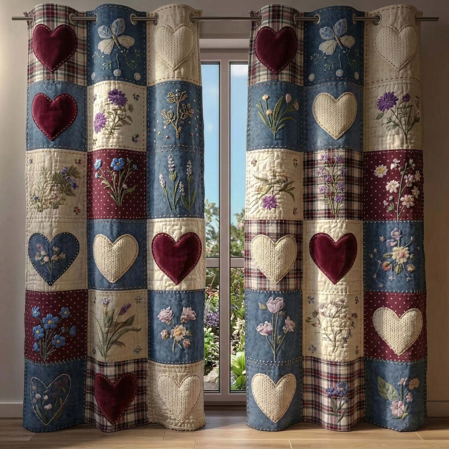 Velvet Hearts Quilted Curtains GFTOQM3316
