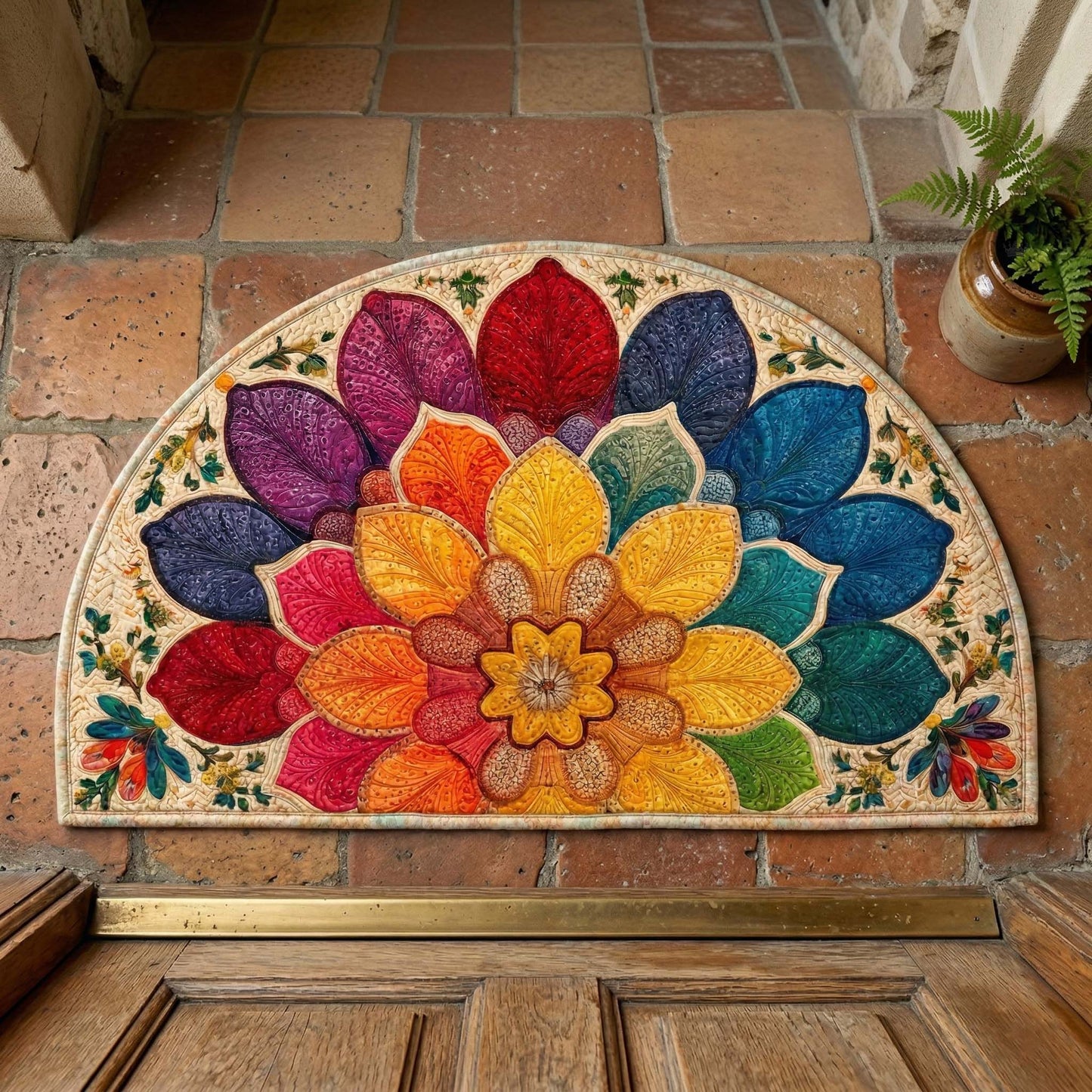 Rainbow Mandala Quilted Welcome Mat GFTOQM3339