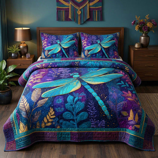 Midnight Dragonfly 3-Piece Quilted Bedding Set GFTOQM3346