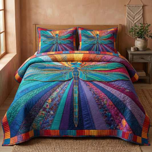 Spectrum Dragonfly 3-Piece Quilted Bedding Set GFTOQM3347
