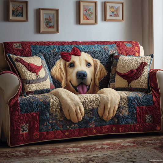 Patchwork Pup Quilted Sofa Cover GFTOQM335