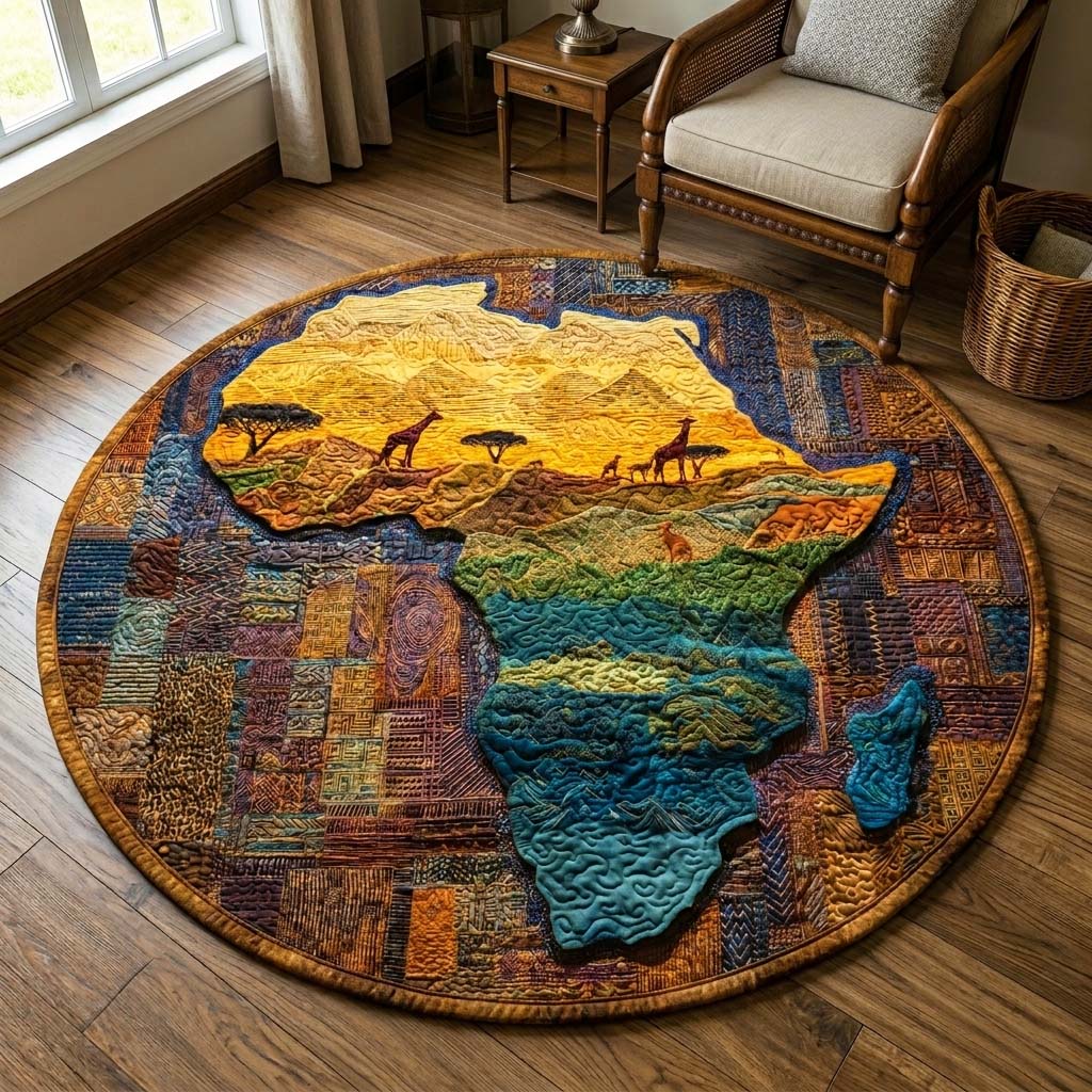 Golden Savannah Quilted Round Mat GFTOQM3369