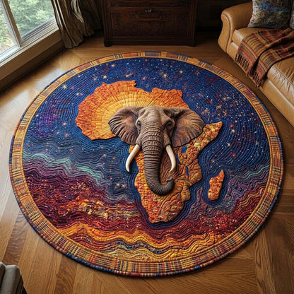 Cosmic Elephant Quilted Round Mat GFTOQM3372