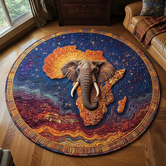 Cosmic Elephant Quilted Round Mat GFTOQM3372