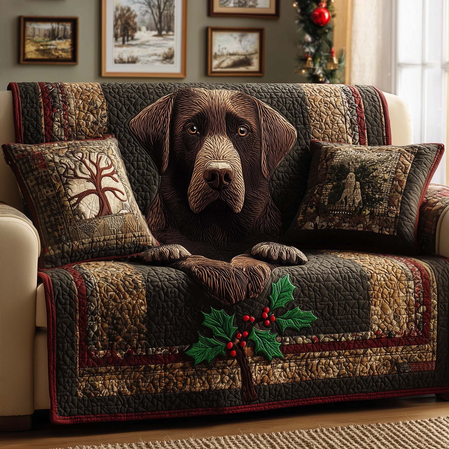 Holly Lab Quilted Sofa Cover GFTOQM340