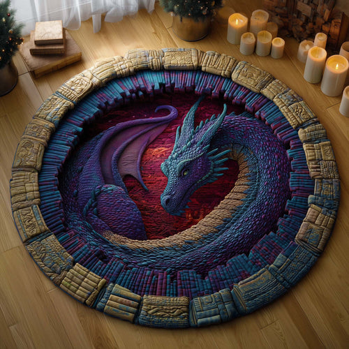 Crimson Dragon Quilted Round Mat GFTOQM3417