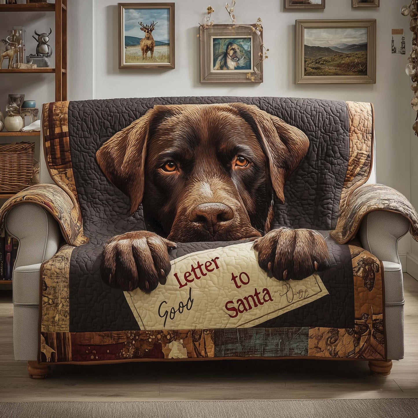 Santa Letter Quilted Sofa Cover GFTOQM344