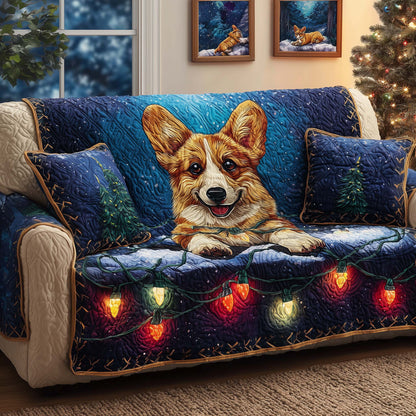 Corgi Lights Quilted Sofa Cover GFTOQM345