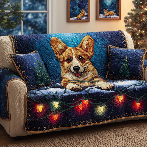 Corgi Lights Quilted Sofa Cover GFTOQM345