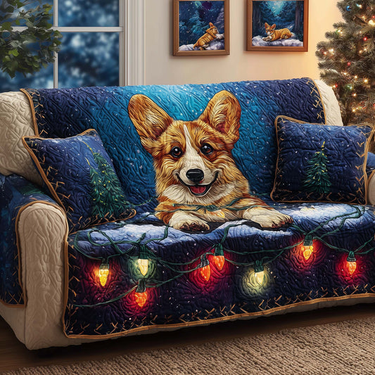 Corgi Lights Quilted Sofa Cover GFTOQM345