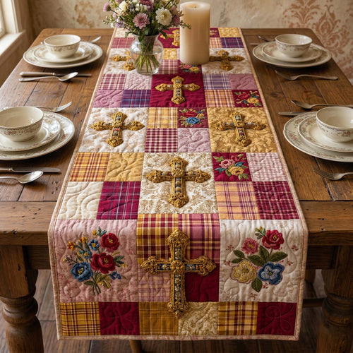 Golden Rose Quilted Table Runner GFTOQM3498