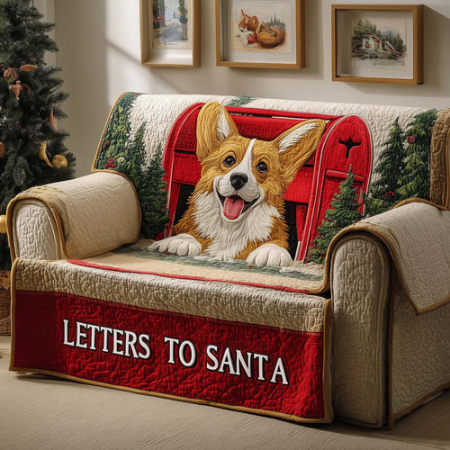 Santa Mail Corgi Quilted Sofa Cover GFTOQM350