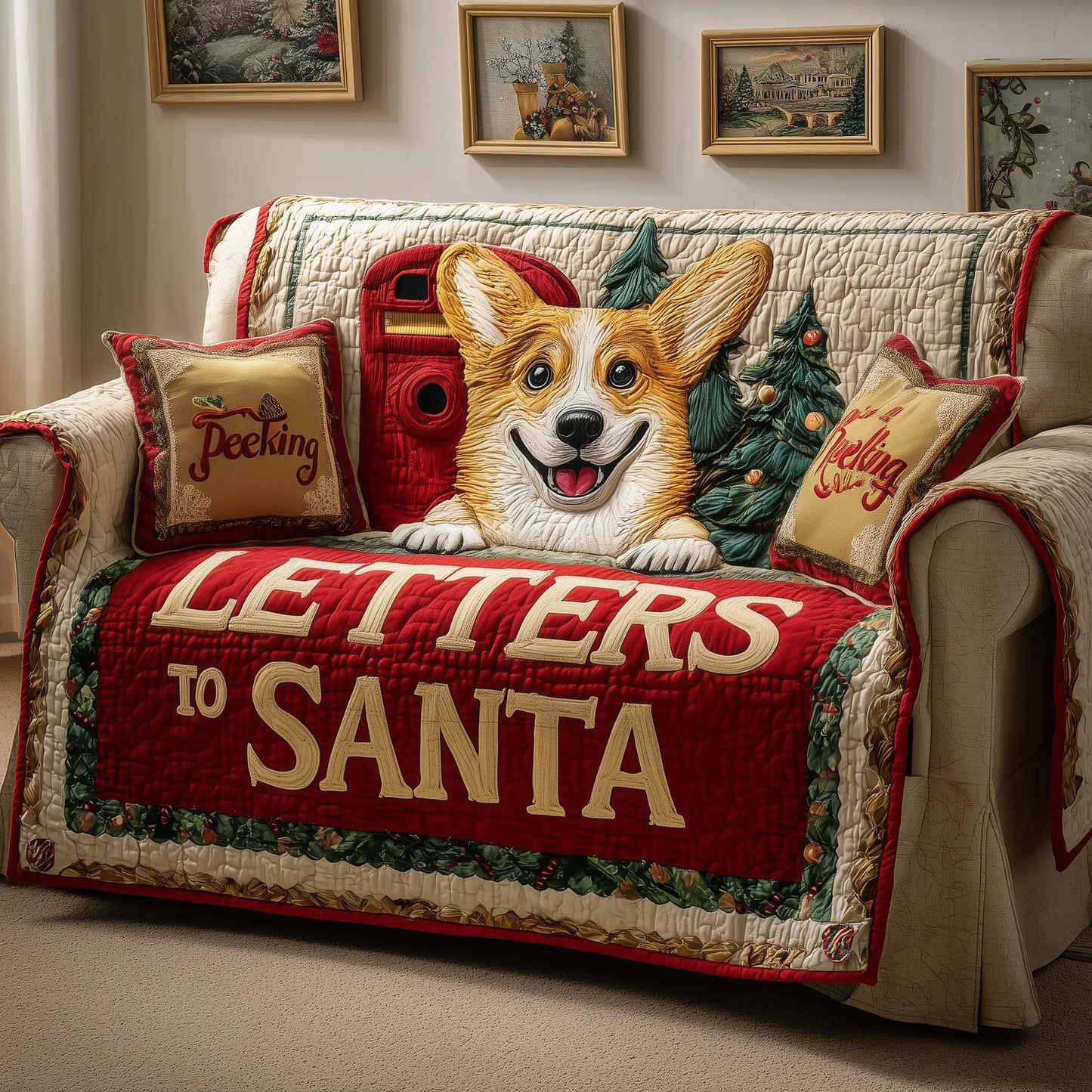 Mailbox Corgi Quilted Sofa Cover GFTOQM351