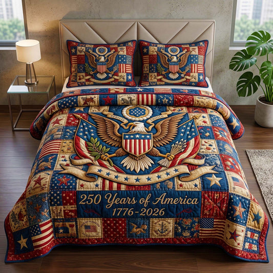 Liberty Eagle 3-Piece Quilted Bedding Set GFTOQM3521