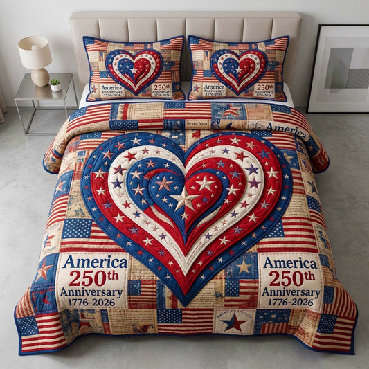 Freedom Heart 3-Piece Quilted Bedding Set GFTOQM3524