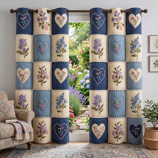 Blueheart Blooms Quilted Curtains GFTOQM3526