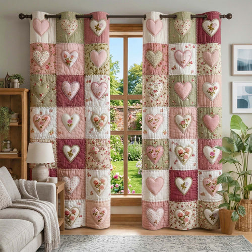 Blush Hearts Quilted Curtains GFTOQM3529