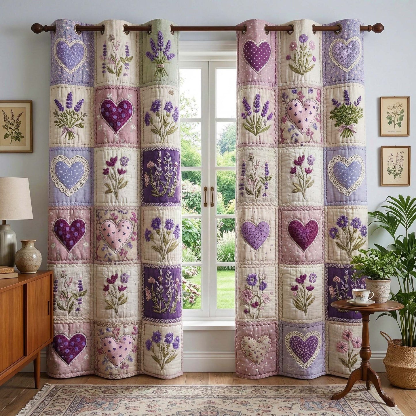 Lavender Heart Quilted Curtains GFTOQM3531