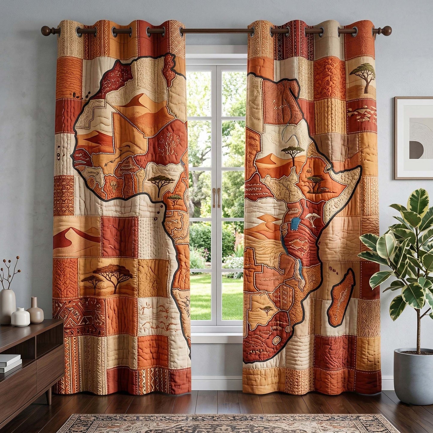 Savanna Africa Quilted Curtains GFTOQM3533