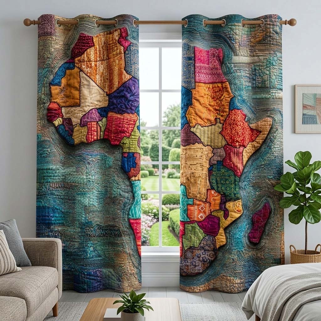 Turquoise Africa Quilted Curtains GFTOQM3534