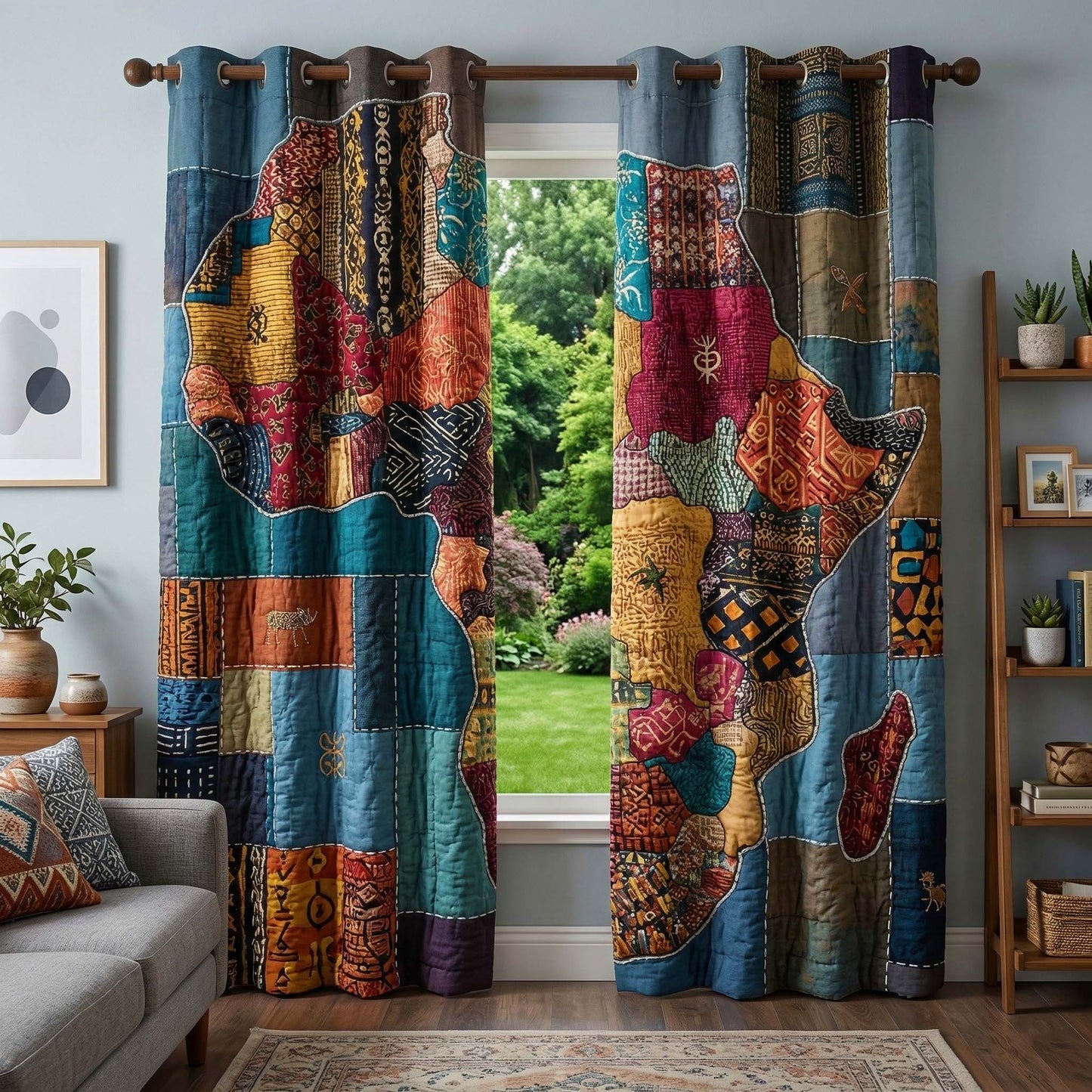Tribal Africa Quilted Curtains GFTOQM3536