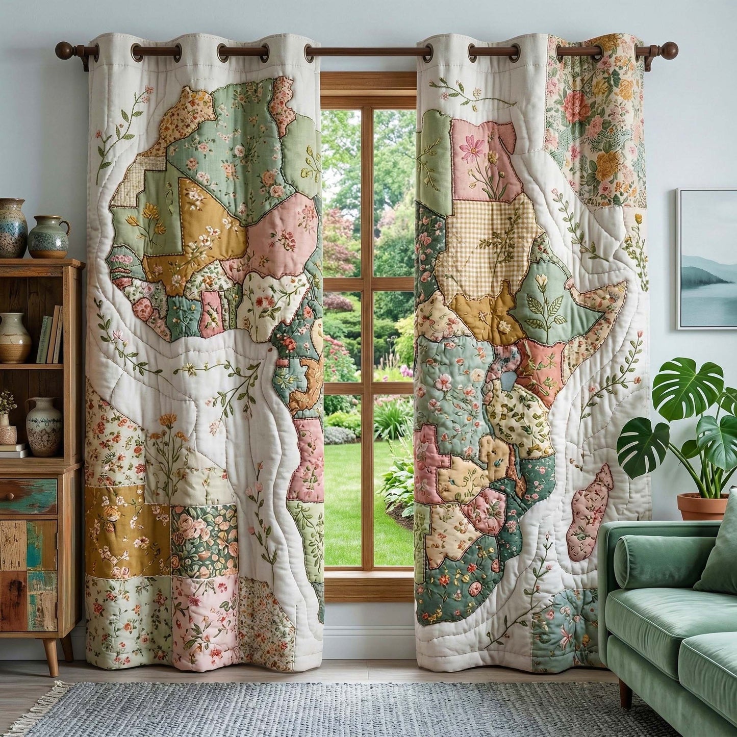 Floral Africa Quilted Curtains GFTOQM3537