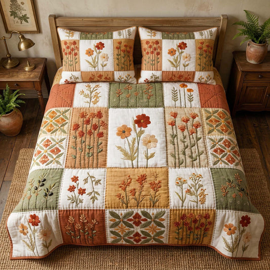 Autumn Blooms 3-Piece Quilted Bedding Set GFTOQM3563