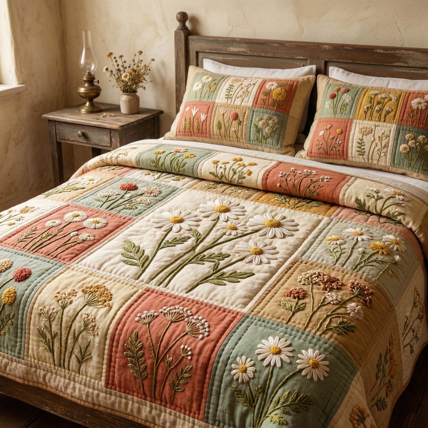 Blossom Grace 3-Piece Quilted Bedding Set GFTOQM3566