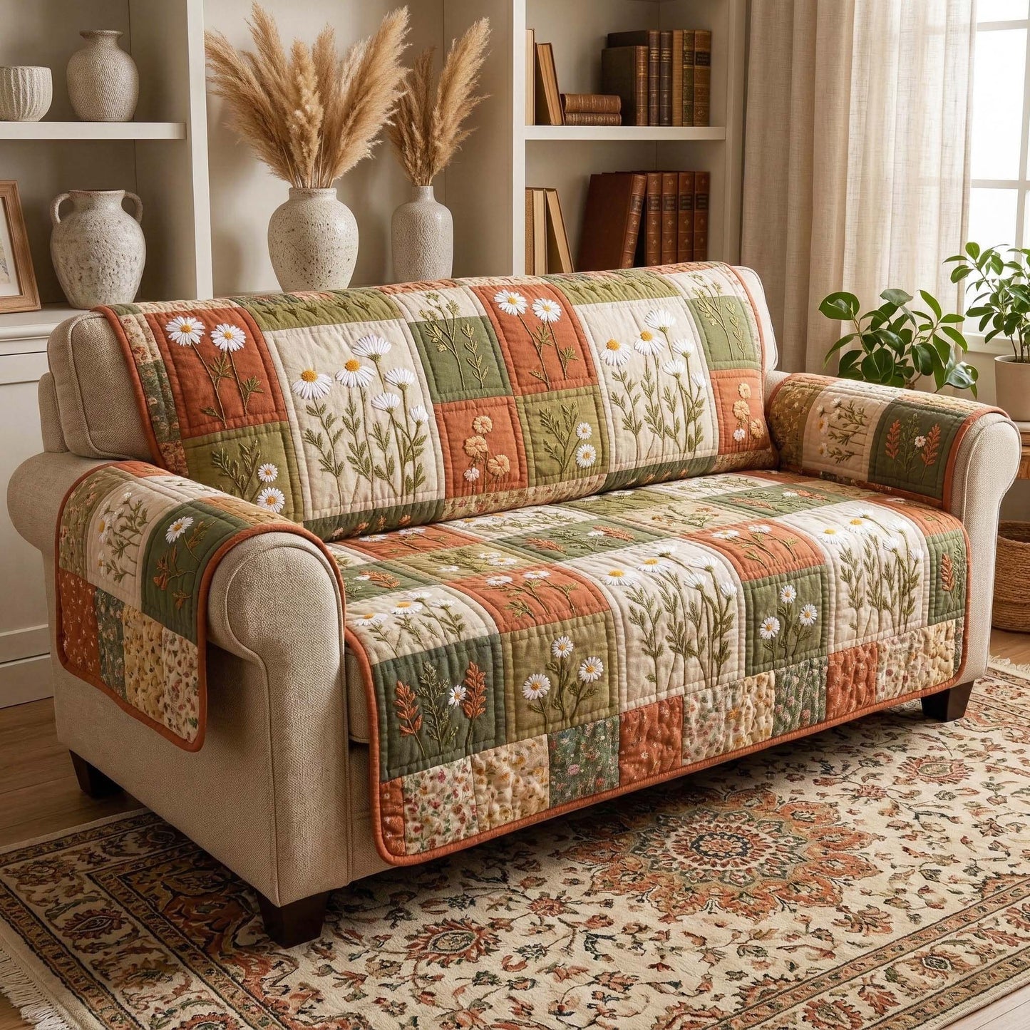 Blossom Grace Quilted Sofa Cover GFTOQM3567