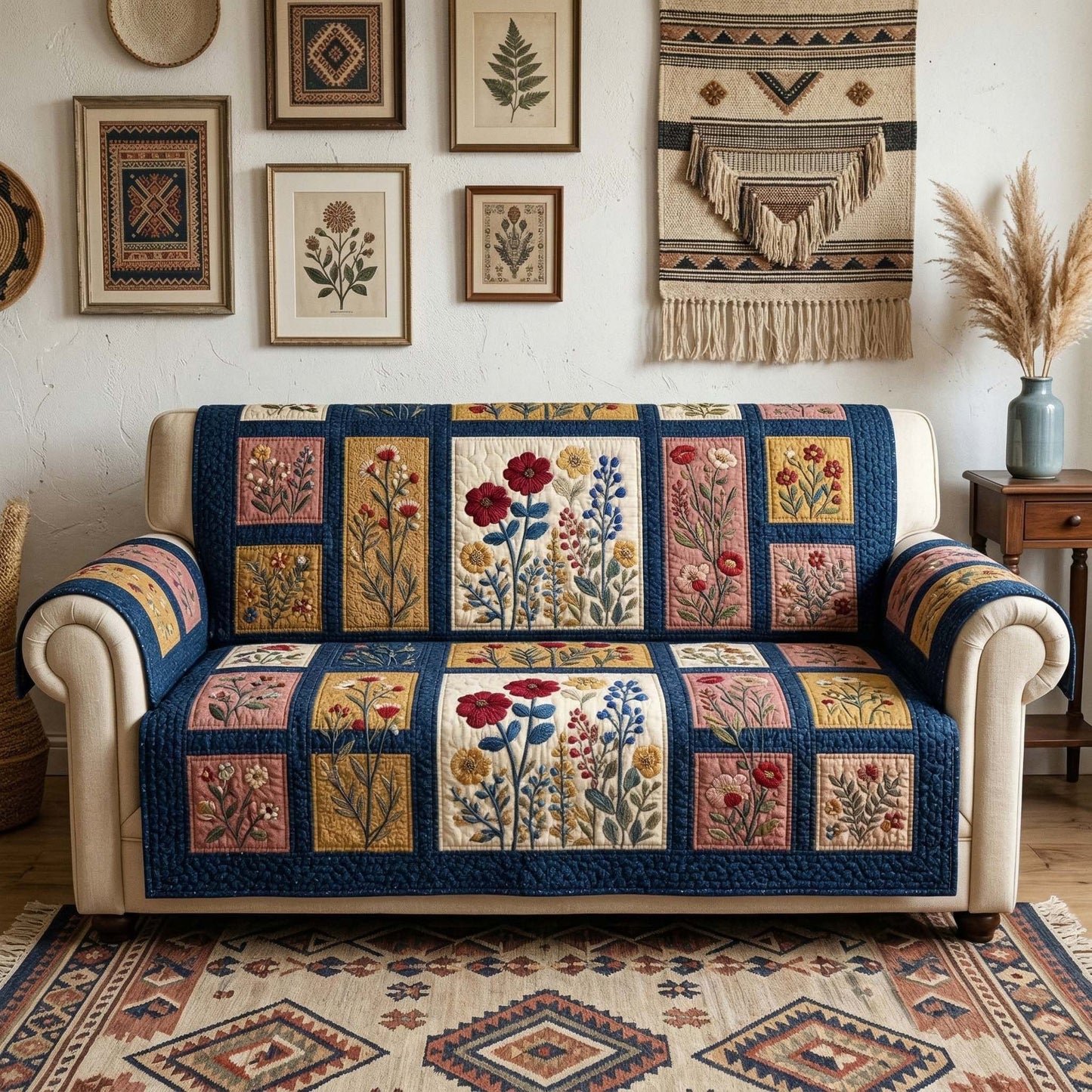 Blossom Grace Quilted Sofa Cover GFTOQM3573