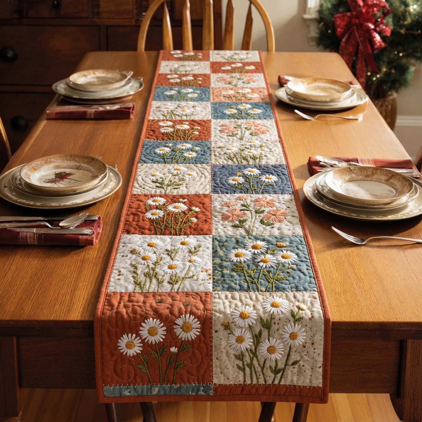 Daisy Mosaic Quilted Table Runner GFTOQM3587