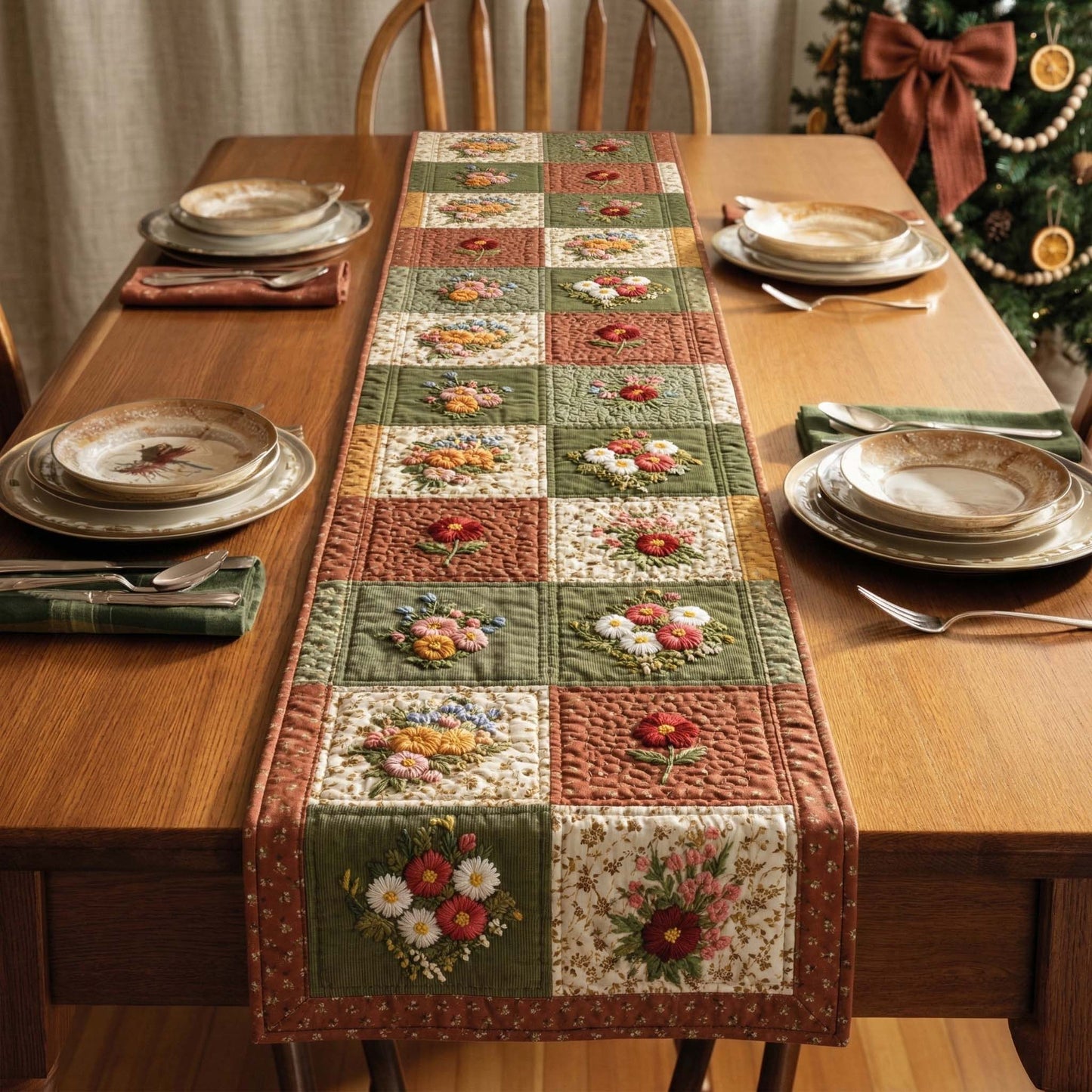 Vintage Bouquet Quilted Table Runner GFTOQM3588
