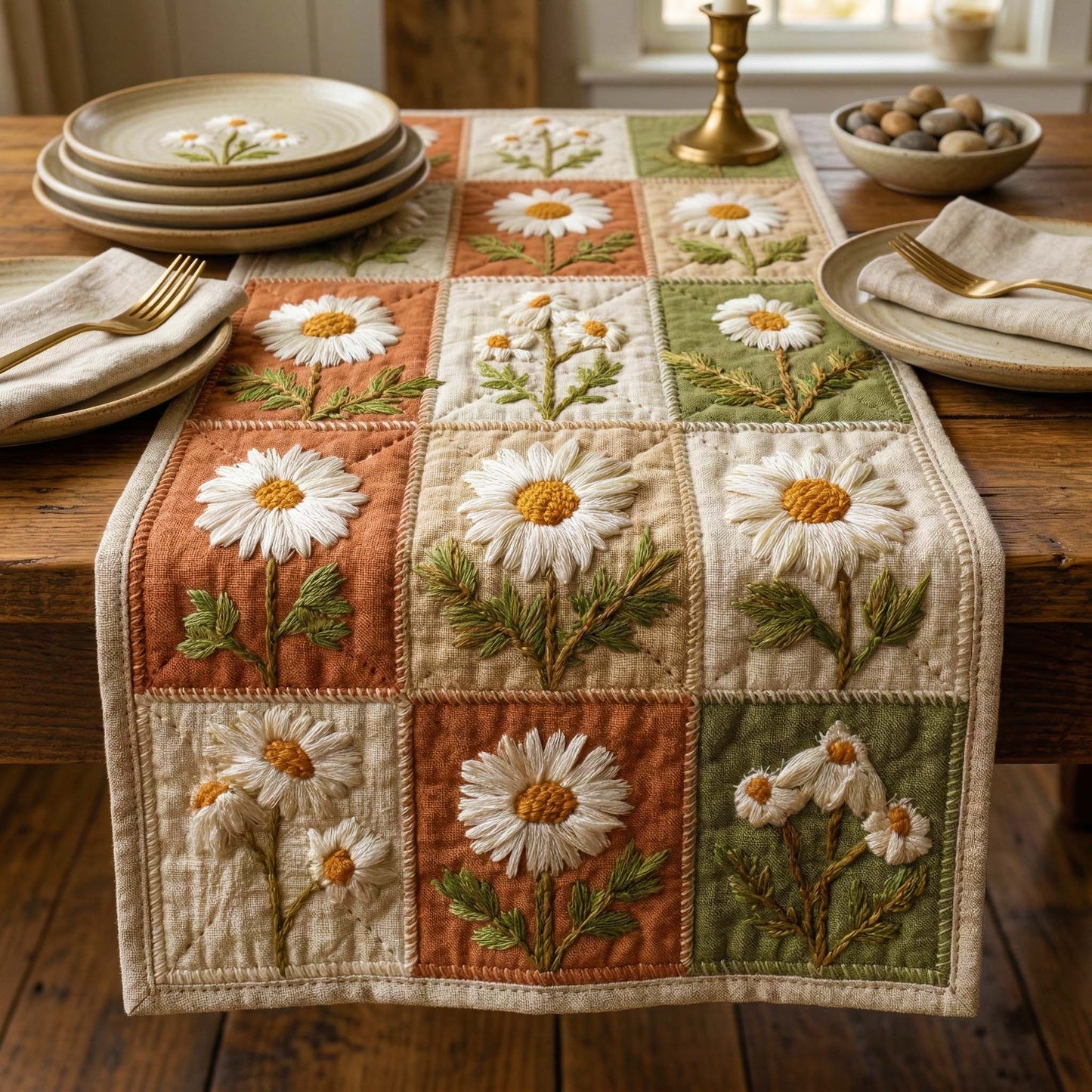 Rustic Daisy Quilted Table Runner GFTOQM3589