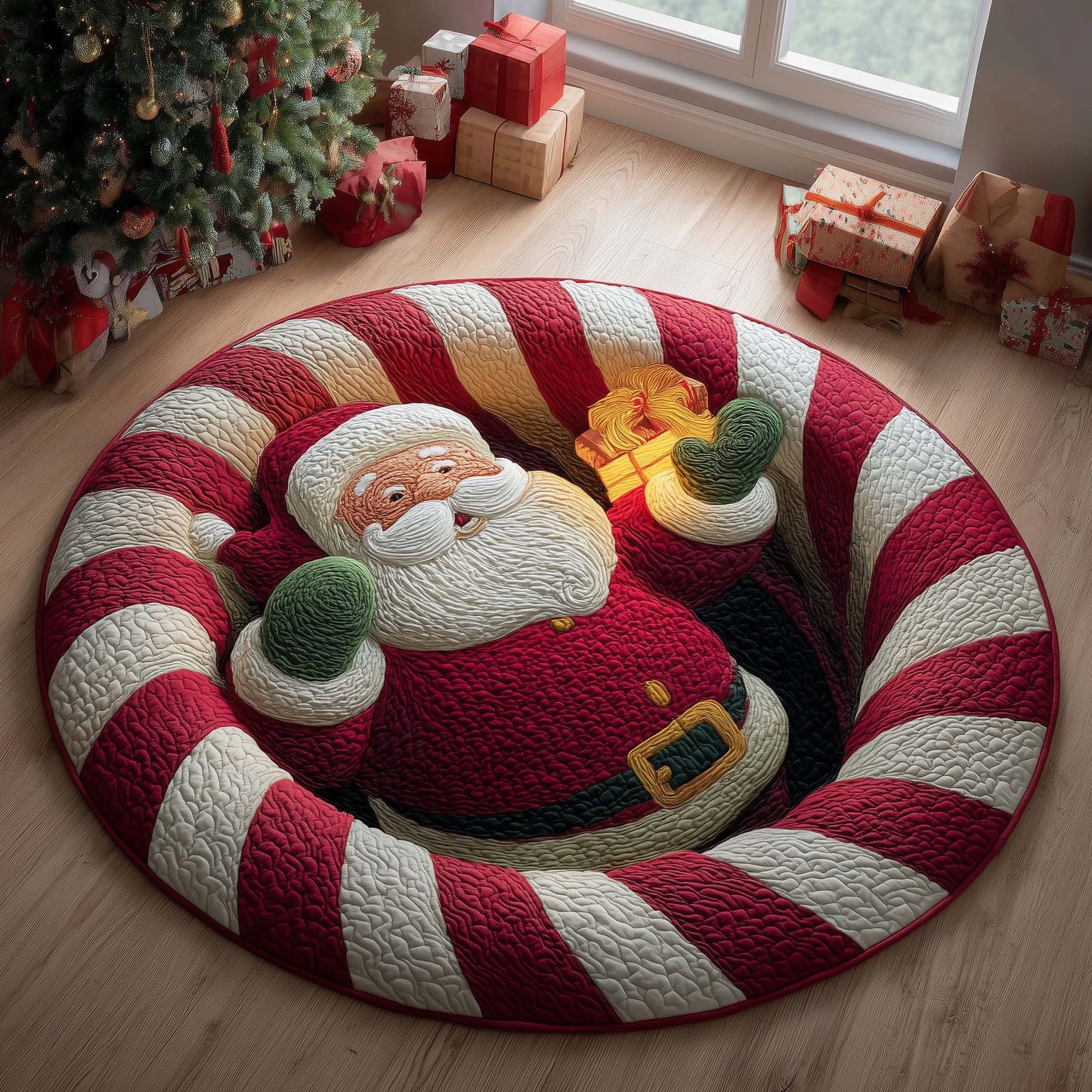 Candy Santa Quilted Round Mat GFTOQM361