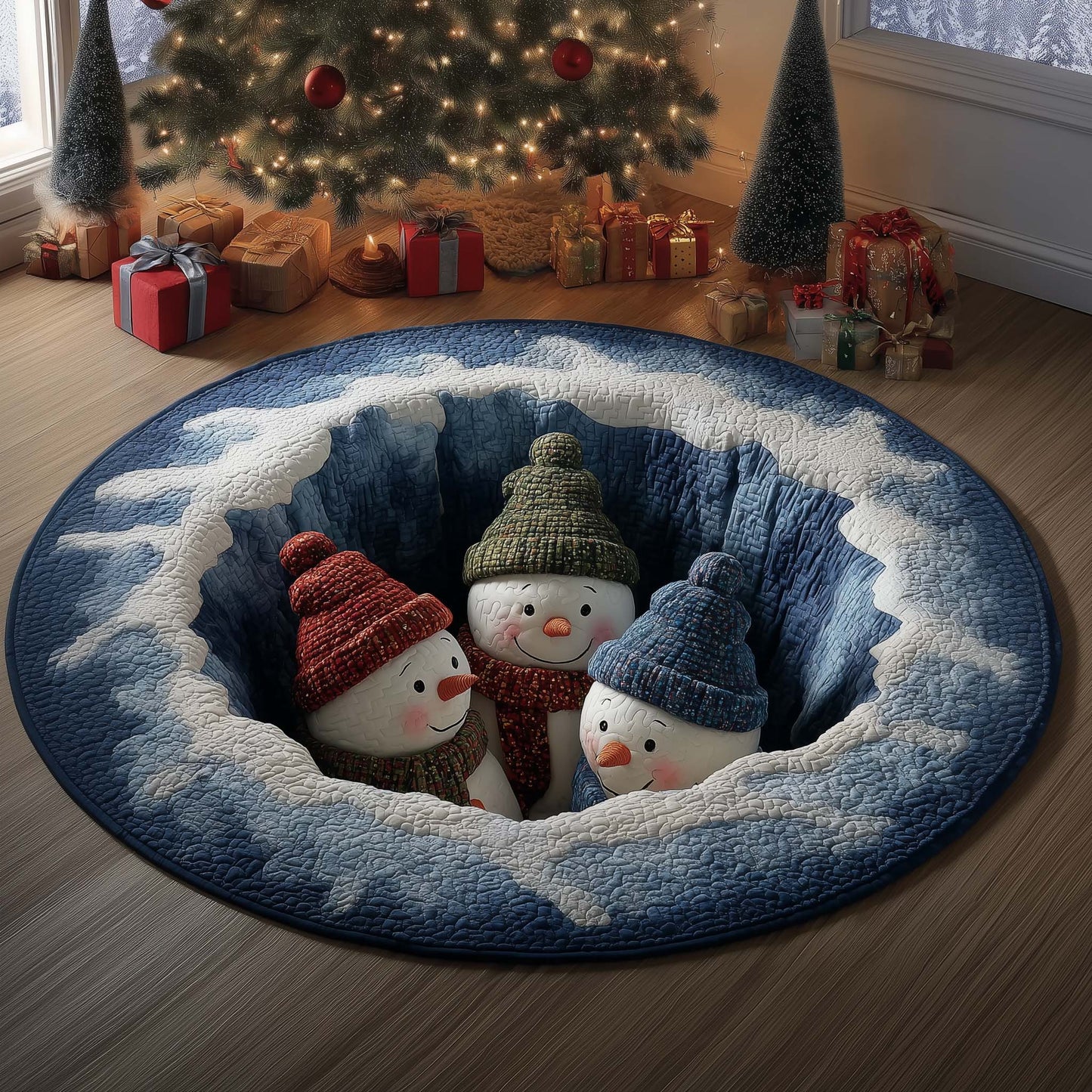 Snowman Trio Quilted Round Mat GFTOQM365