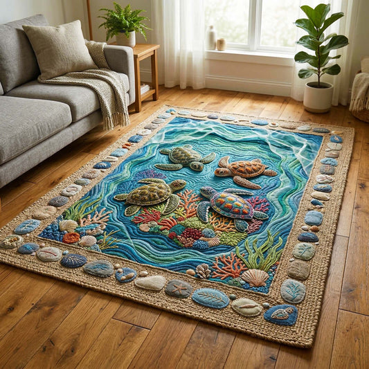Coral Turtles Area Rug GFTOQM3669