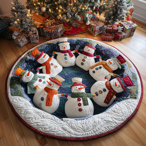 Snowman Huddle Quilted Round Mat GFTOQM366