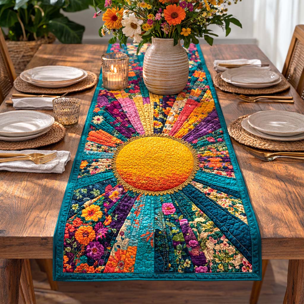 Floral Sun Quilted Table Runner GFTOQM3691