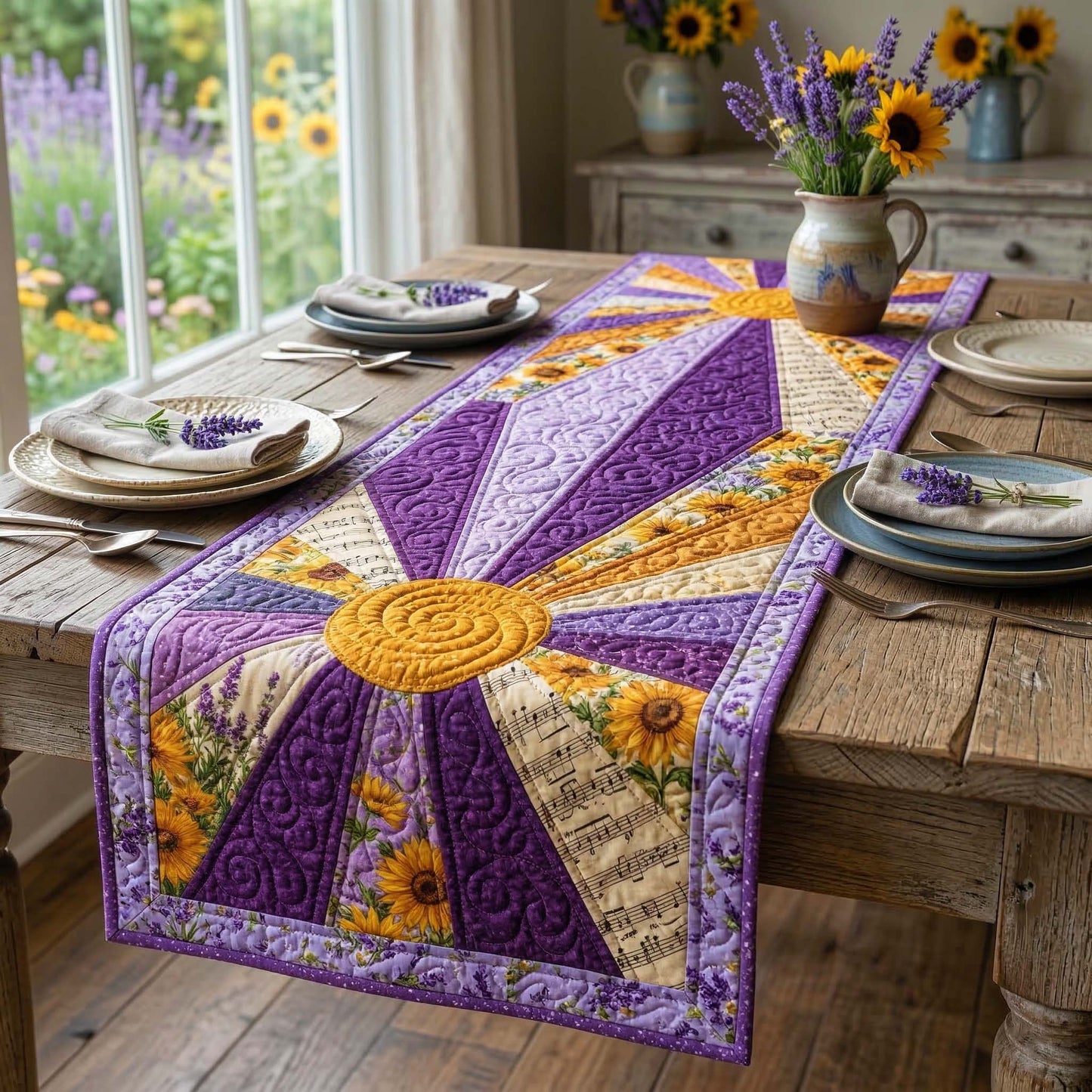 Lavender Sun Quilted Table Runner GFTOQM3693