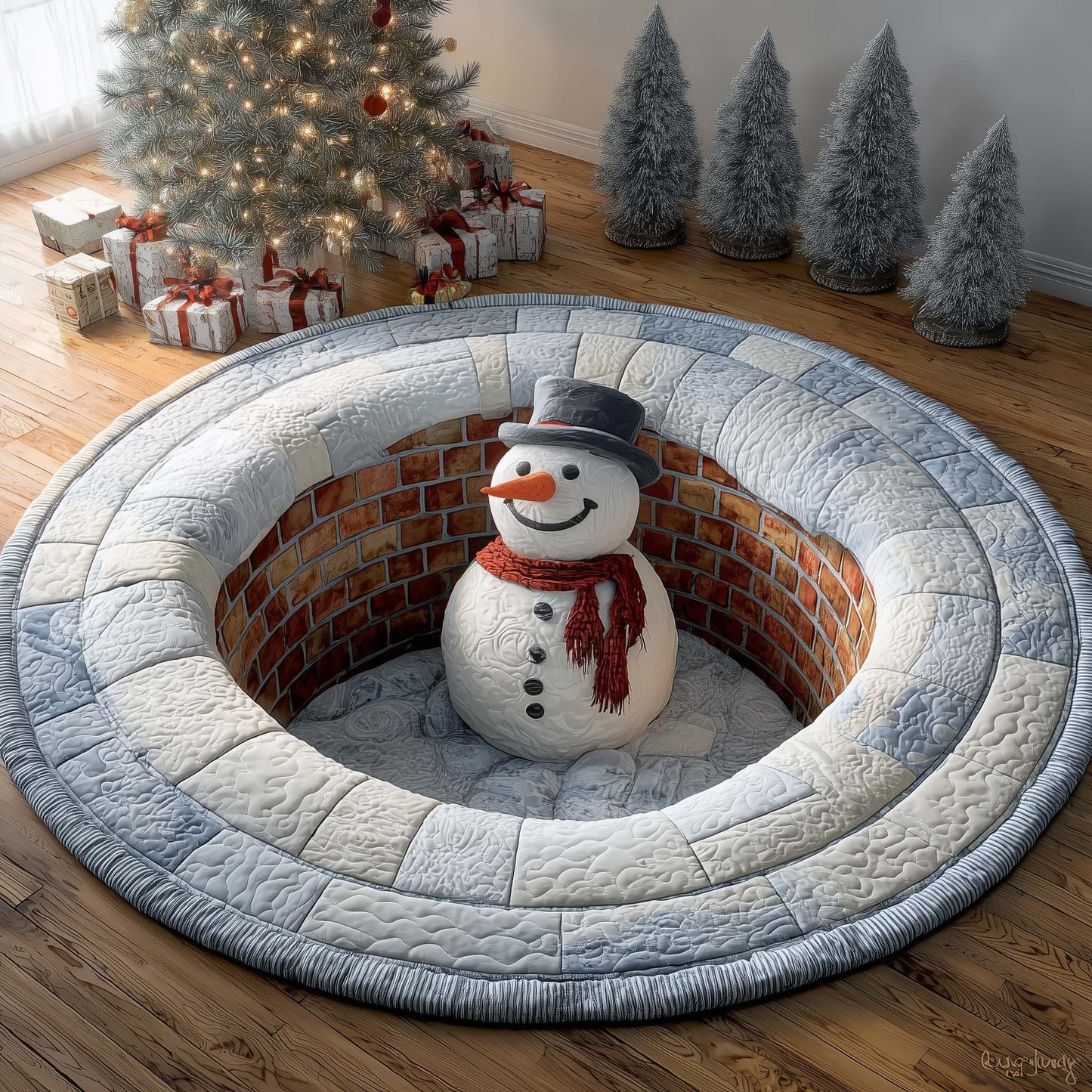 Well Snowman Quilted Round Mat GFTOQM369