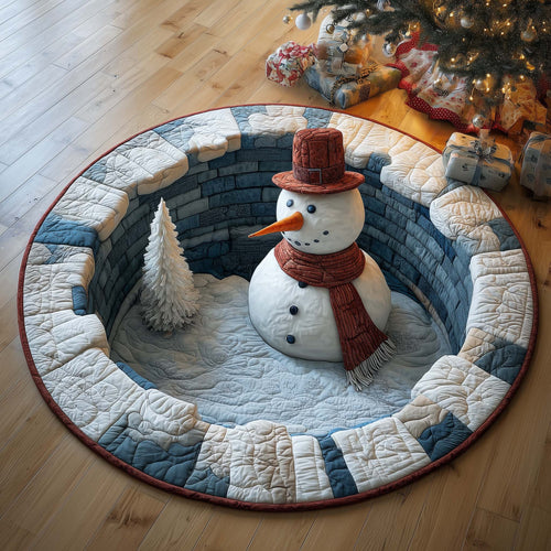 Stone Snowman Quilted Round Mat GFTOQM370