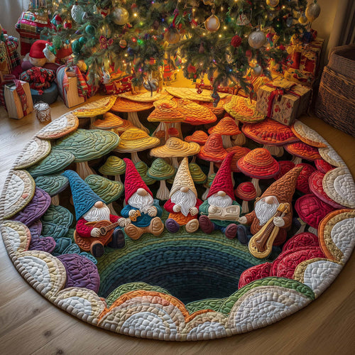 Mushroom Gnomes Quilted Round Mat GFTOQM372