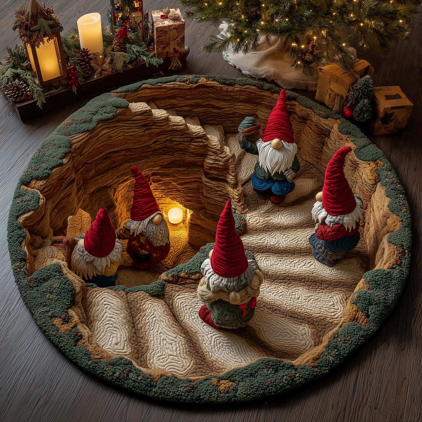 Gnome Cave Quilted Round Mat GFTOQM374