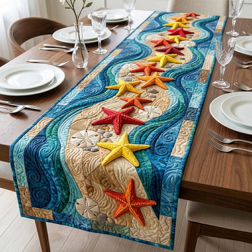 Starfish Wave Quilted Table Runner GFTOQM3797