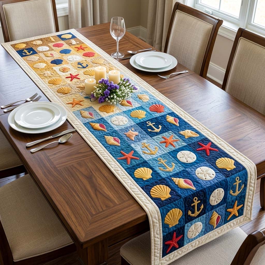 Anchor Shell Quilted Table Runner GFTOQM3799